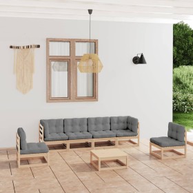 Garden furniture 7 pieces with cushions made of solid pine wood by vidaXL, Garden sets - Ref: Foro24-3076454, Price: 636,99 €...