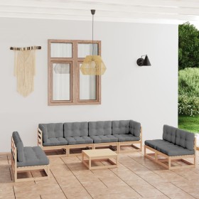 9-piece garden furniture set with solid pine wood cushions by vidaXL, Garden sets - Ref: Foro24-3076484, Price: 888,99 €, Dis...