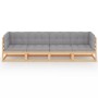 4-Sitzer-Gartensofa mit Kissen aus massivem Kiefernholz von vidaXL, Outdoor-Sofas - Ref: Foro24-3076409, Preis: 374,10 €, Rab...