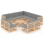 Garden furniture set 12 pieces and cushions solid pine wood by vidaXL, Garden sets - Ref: Foro24-3076939, Price: 1,00 €, Disc...