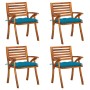 Garden chairs with cushions 4 units solid acacia wood by vidaXL, Garden chairs - Ref: Foro24-3075193, Price: 347,99 €, Discou...