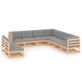 Gartenmöbel-Set 9-teilig und Kissen aus massivem Kiefernholz von vidaXL, Gartensets - Ref: Foro24-3076904, Preis: 935,86 €, R...