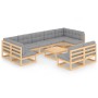 Garden furniture set 10 pieces and cushions solid pine wood by vidaXL, Garden sets - Ref: Foro24-3077219, Price: 930,39 €, Di...