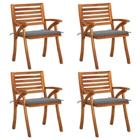 Garden chairs with cushions, 4 units, solid acacia wood. by vidaXL, Garden chairs - Ref: Foro24-3075175, Price: 373,68 €, Dis...