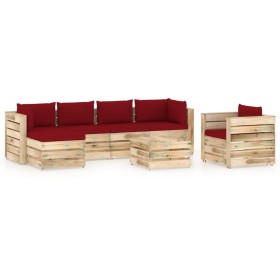 Gartenmöbel 6-teilig mit grün imprägnierten Holzkissen von vidaXL, Gartensets - Ref: Foro24-3074864, Preis: 644,12 €, Rabatt: %