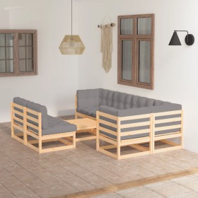 Garden furniture 8 pieces and cushions solid pine wood by vidaXL, Garden sets - Ref: Foro24-3076659, Price: 741,27 €, Discoun...