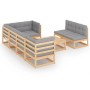 Garden furniture 8 pieces and cushions solid pine wood by vidaXL, Garden sets - Ref: Foro24-3076659, Price: 741,62 €, Discoun...