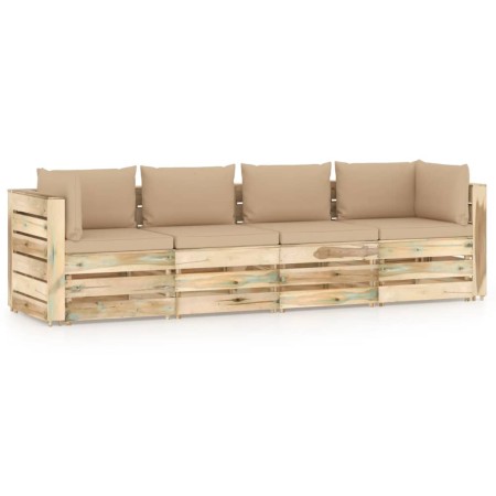 4-seater garden sofa with impregnated pine wood cushions by vidaXL, Garden sets - Ref: Foro24-3074606, Price: 533,22 €, Disco...