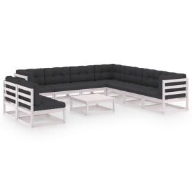 10-piece garden furniture set with white pine wood cushions by vidaXL, Garden sets - Ref: Foro24-3076910, Price: 776,99 €, Di...