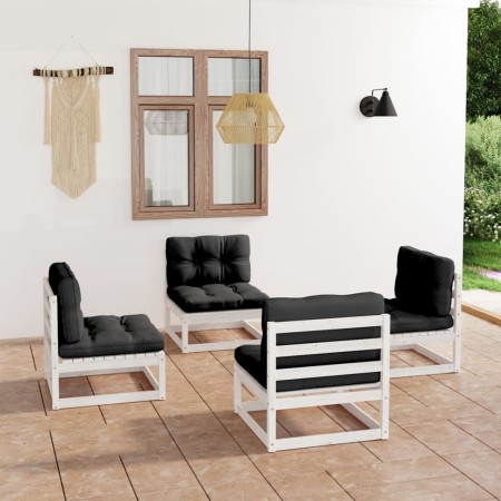 Garden furniture set 4 pieces solid pine wood and cushions by vidaXL, Garden sets - Ref: Foro24-3076310, Price: 312,26 €, Dis...