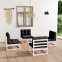 Gartenmöbel-Set 4-teilig aus massivem Kiefernholz und Kissen von vidaXL, Gartensets - Ref: Foro24-3076310, Preis: 312,26 €, R...