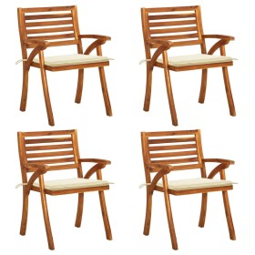 Garden chairs with cushions 4 units solid acacia wood by vidaXL, Garden chairs - Ref: Foro24-3075176, Price: 373,13 €, Discou...