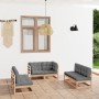 6-piece garden furniture set with solid pine wood cushions by vidaXL, Garden sets - Ref: Foro24-3076459, Price: 587,09 €, Dis...