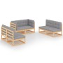 6-piece garden furniture set with solid pine wood cushions by vidaXL, Garden sets - Ref: Foro24-3076459, Price: 587,09 €, Dis...