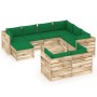 Garden furniture 10 pieces with green impregnated wood cushions by vidaXL, Garden sets - Ref: Foro24-3074800, Price: 1,00 €, ...