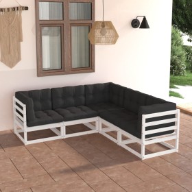 5-teiliges Gartenmöbel-Set und Kissen aus massivem Kiefernholz von vidaXL, Gartensets - Ref: Foro24-3076775, Preis: 404,99 €,...