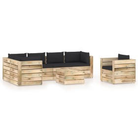 Gartenmöbel 7-teilig mit grün imprägnierten Holzkissen von vidaXL, Gartensets - Ref: Foro24-3074874, Preis: 792,99 €, Rabatt: %