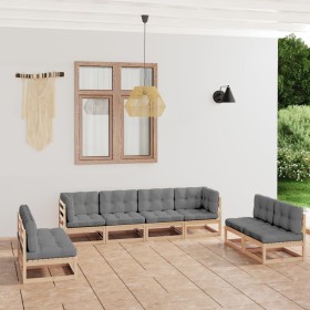 Garden furniture 8 pieces with cushions made of solid pine wood by vidaXL, Garden sets - Ref: Foro24-3076479, Price: 845,98 €...