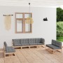 Garden furniture 8 pieces with cushions made of solid pine wood by vidaXL, Garden sets - Ref: Foro24-3076479, Price: 846,33 €...