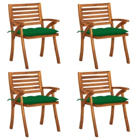 Garden chairs with cushions, 4 units, solid acacia wood. by vidaXL, Garden chairs - Ref: Foro24-3075194, Price: 365,78 €, Dis...