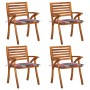 Garden chairs with cushions 4 units solid acacia wood by vidaXL, Garden chairs - Ref: Foro24-3075187, Price: 367,28 €, Discou...