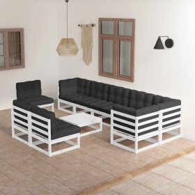 Garden furniture set 10 pieces and cushions solid pine wood by vidaXL, Garden sets - Ref: Foro24-3076690, Price: 780,44 €, Di...