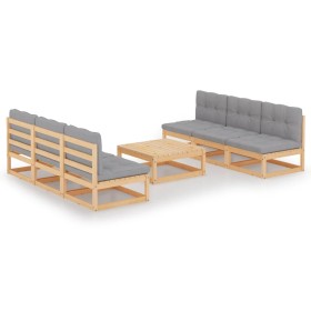 7-piece garden furniture set with solid pine wood cushions by vidaXL, Garden sets - Ref: Foro24-3076364, Price: 695,82 €, Dis...