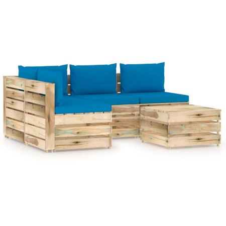 Garden furniture 5 pieces with green impregnated wood cushions by vidaXL, Garden sets - Ref: Foro24-3074643, Price: 466,81 €,...