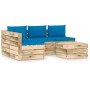 Garden furniture 5 pieces with green impregnated wood cushions by vidaXL, Garden sets - Ref: Foro24-3074643, Price: 466,81 €,...