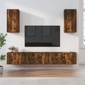 TV furniture set 6 pieces smoked oak plywood by vidaXL, TV Furniture - Ref: Foro24-3188691, Price: 234,99 €, Discount: %