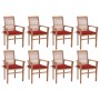 Dining chairs 8 units solid teak with red cushions by vidaXL, Garden chairs - Ref: Foro24-3072979, Price: 788,99 €, Discount: %