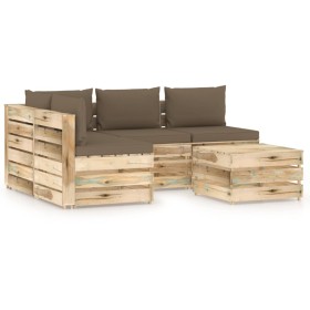 Gartenmöbel 5-teilig mit grün imprägnierten Holzkissen von vidaXL, Gartensets - Ref: Foro24-3074647, Preis: 507,91 €, Rabatt: %