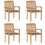 Stackable garden chairs 4 pcs teak wood with cushions by vidaXL, Garden chairs - Ref: Foro24-3073211, Price: 478,99 €, Discou...