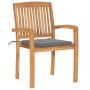 Stackable garden chairs 4 pcs teak wood with cushions by vidaXL, Garden chairs - Ref: Foro24-3073211, Price: 478,99 €, Discou...