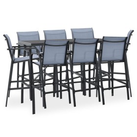 High table and garden bar stools 9 pieces black and gray by vidaXL, Garden sets - Ref: Foro24-3073583, Price: 724,99 €, Disco...