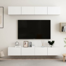 Muebles de TV 4 uds madera de ingeniería blanco 100x30x30 cm de vidaXL, Muebles TV - Ref: Foro24-3074452, Precio: 202,30 €, D...