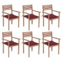 Stackable garden chairs 6 pcs teak wood with cushions by vidaXL, Garden chairs - Ref: Foro24-3072581, Price: 495,98 €, Discou...