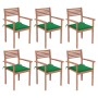 Stackable garden chairs 6 pcs teak wood with cushions by vidaXL, Garden chairs - Ref: Foro24-3072577, Price: 480,14 €, Discou...