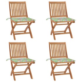 Folding garden chairs 4 pcs solid teak wood with cushions by vidaXL, Garden chairs - Ref: Foro24-3072819, Price: 336,99 €, Di...