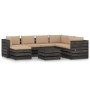 8-piece garden furniture set with gray impregnated wood cushions by vidaXL, Garden sets - Ref: Foro24-3068387, Price: 752,99 ...