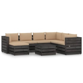 Muebles de jardín 8 pzas con cojines madera impregnada gris de vidaXL, Conjuntos de jardín - Ref: Foro24-3068387, Precio: 752...