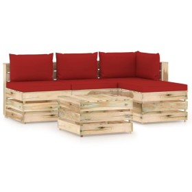 Garden furniture 5 pieces with green impregnated wood cushions by vidaXL, Garden sets - Ref: Foro24-3074621, Price: 384,09 €,...