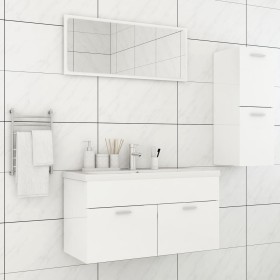 Glossy white engineered wood bathroom furniture set by vidaXL, Bathroom furniture - Ref: Foro24-3071024, Price: 113,73 €, Dis...