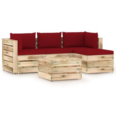 Garden furniture 5 pieces with green impregnated wood cushions by vidaXL, Garden sets - Ref: Foro24-3074636, Price: 498,99 €,...