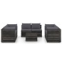 Garden furniture 9 pieces with gray impregnated wood cushions by vidaXL, Garden sets - Ref: Foro24-3068348, Price: 920,33 €, ...