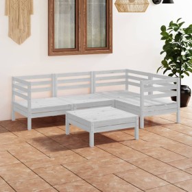 Gartenmöbel-Set 5-teilig aus massivem weißem Kiefernholz von vidaXL, Gartensets - Ref: Foro24-3082693, Preis: 266,99 €, Rabat...