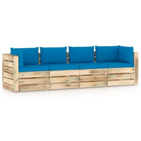 4-Sitzer-Gartensofa mit Kissen aus imprägniertem Kiefernholz von vidaXL, Gartensets - Ref: Foro24-3074607, Preis: 460,89 €, R...