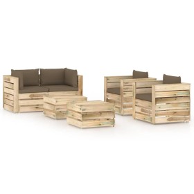 Garden furniture 6 pieces with green impregnated wood cushions by vidaXL, Garden sets - Ref: Foro24-3074839, Price: 666,99 €,...