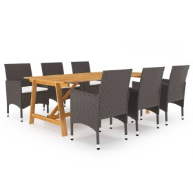 Brown 7-piece garden dining set by vidaXL, Garden sets - Ref: Foro24-3068795, Price: 619,40 €, Discount: %