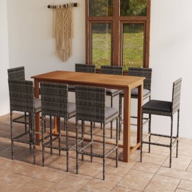 9-piece garden bar set and gray synthetic rattan cushions by vidaXL, Garden sets - Ref: Foro24-3068009, Price: 699,30 €, Disc...